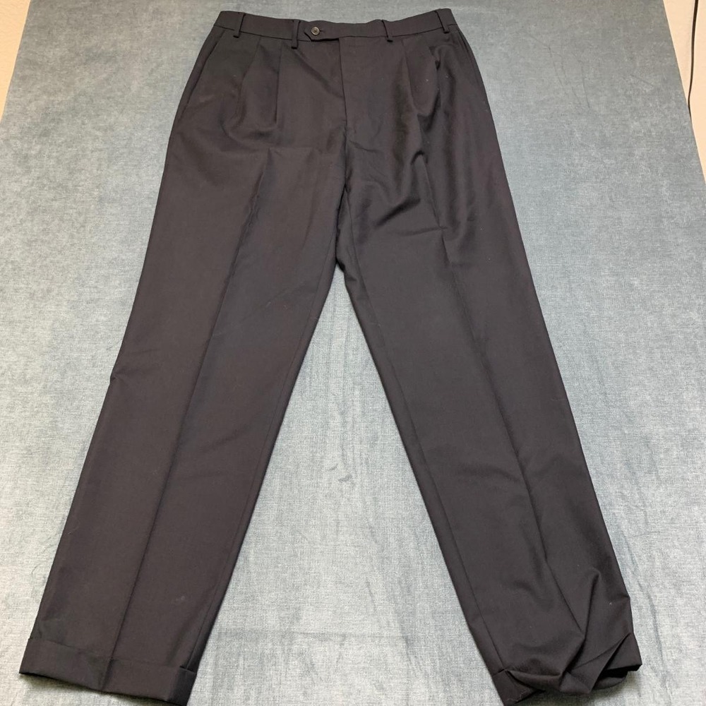 Lauren Ralph Lauren Total Comfort Dress Pants Mens 36x34 Gray Wool Cuffed Formal